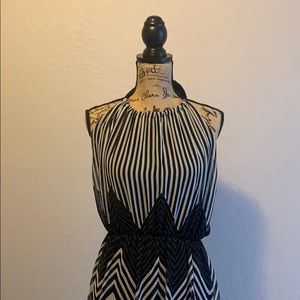 Long sheer black and white dress